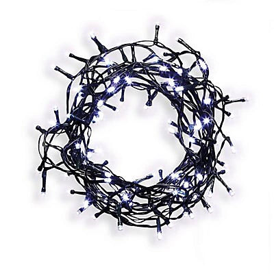 120 Ice white LED String lights With timer Green cable
