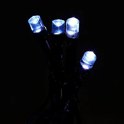 120 Ice white LED String lights With timer Green cable