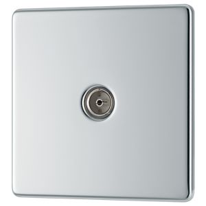 GoodHome Chrome Flat Flush-Mounted Single Screwless TV Socket