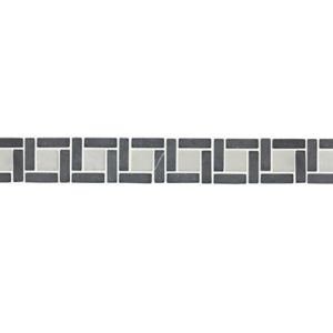 GoodHome Articha Black & White Natural Stone Border Tile, (L)300mm (W)50mm