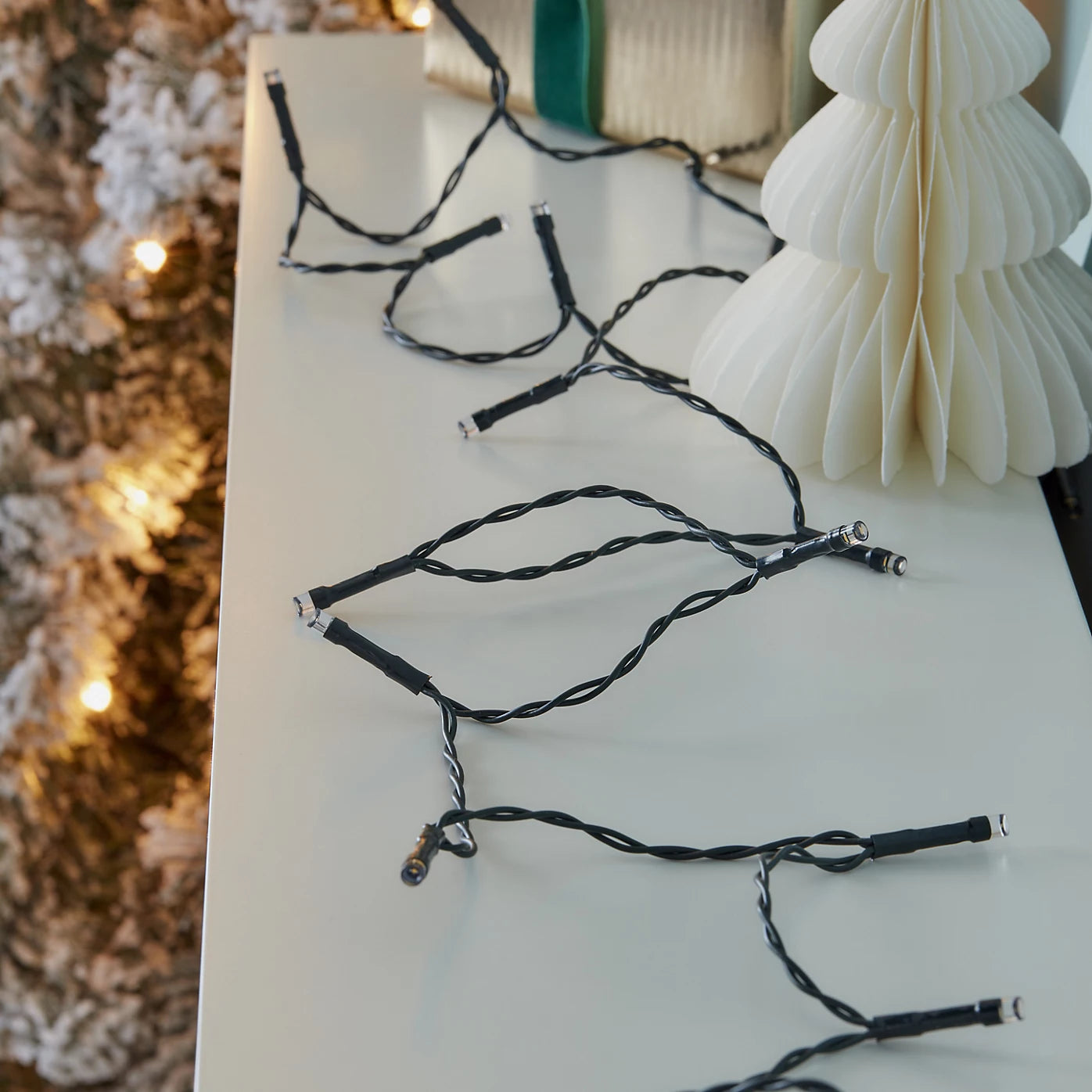50 Warm white LED String lights With timer function & 0.3m Green cable