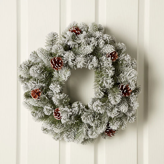 50cm Green Frosted Pinecone Wreath Christmas Door