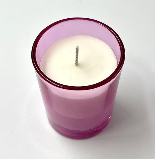 2 x Outdoor Citronella Scented Pink Colour Filled Glass Candles