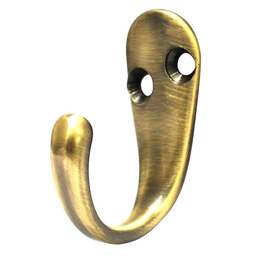3 x Antique brass effect Zinc alloy Single Hook (H)18mm (W)37mm