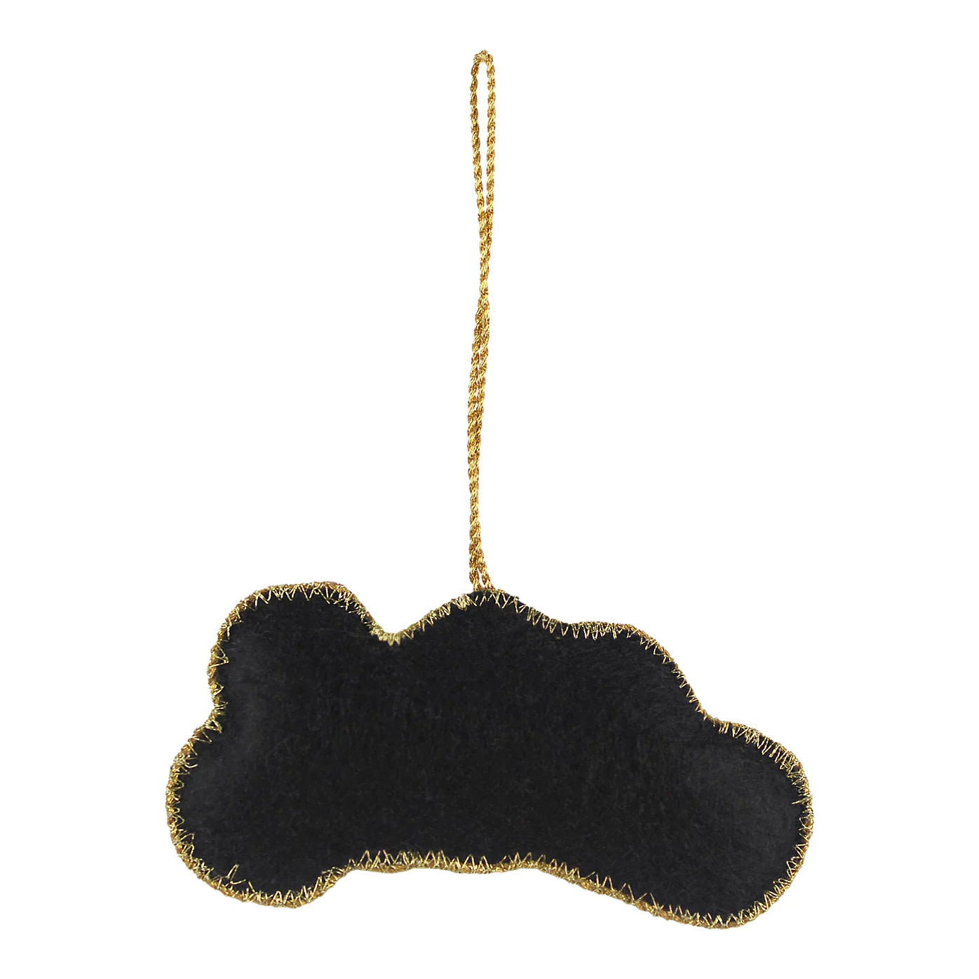 2 x Black & Gold Embroidered effect Noel Glass Hanging ornament