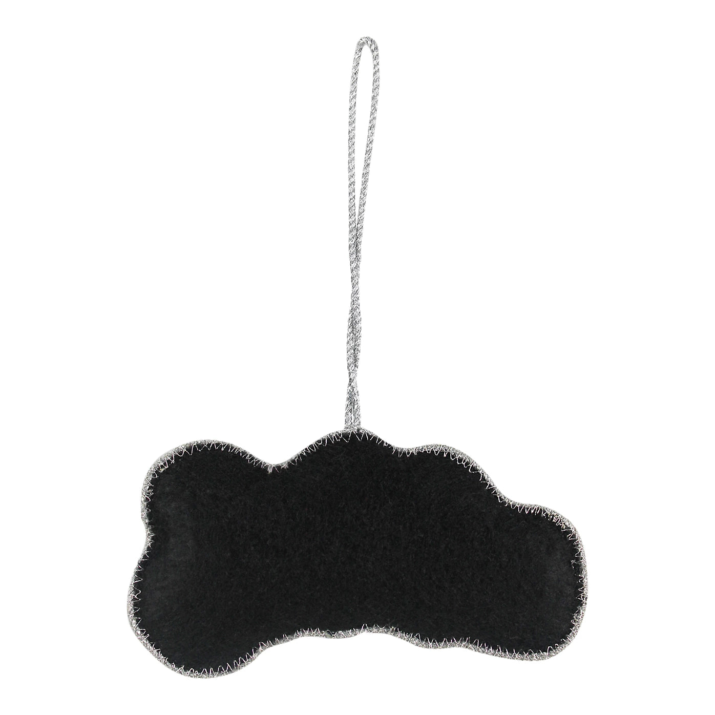 2 x Black & white Embroidered effect Noel Glass Hanging ornament