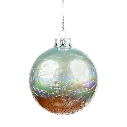 6 x Blue Glass Round Christmas bauble set (D) 80mm