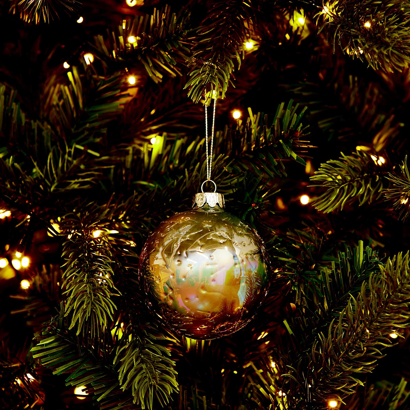 6 x Blue Glass Round Christmas bauble set (D) 80mm