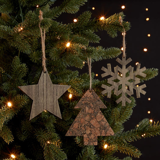 3 x Brown Christmas tree Cork Tree Hanging ornament