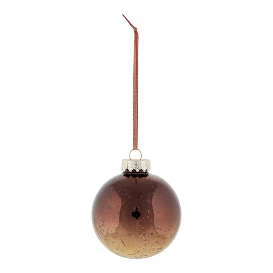 4 x Brown Copper effect Plastic Round Bauble (D) 80mm