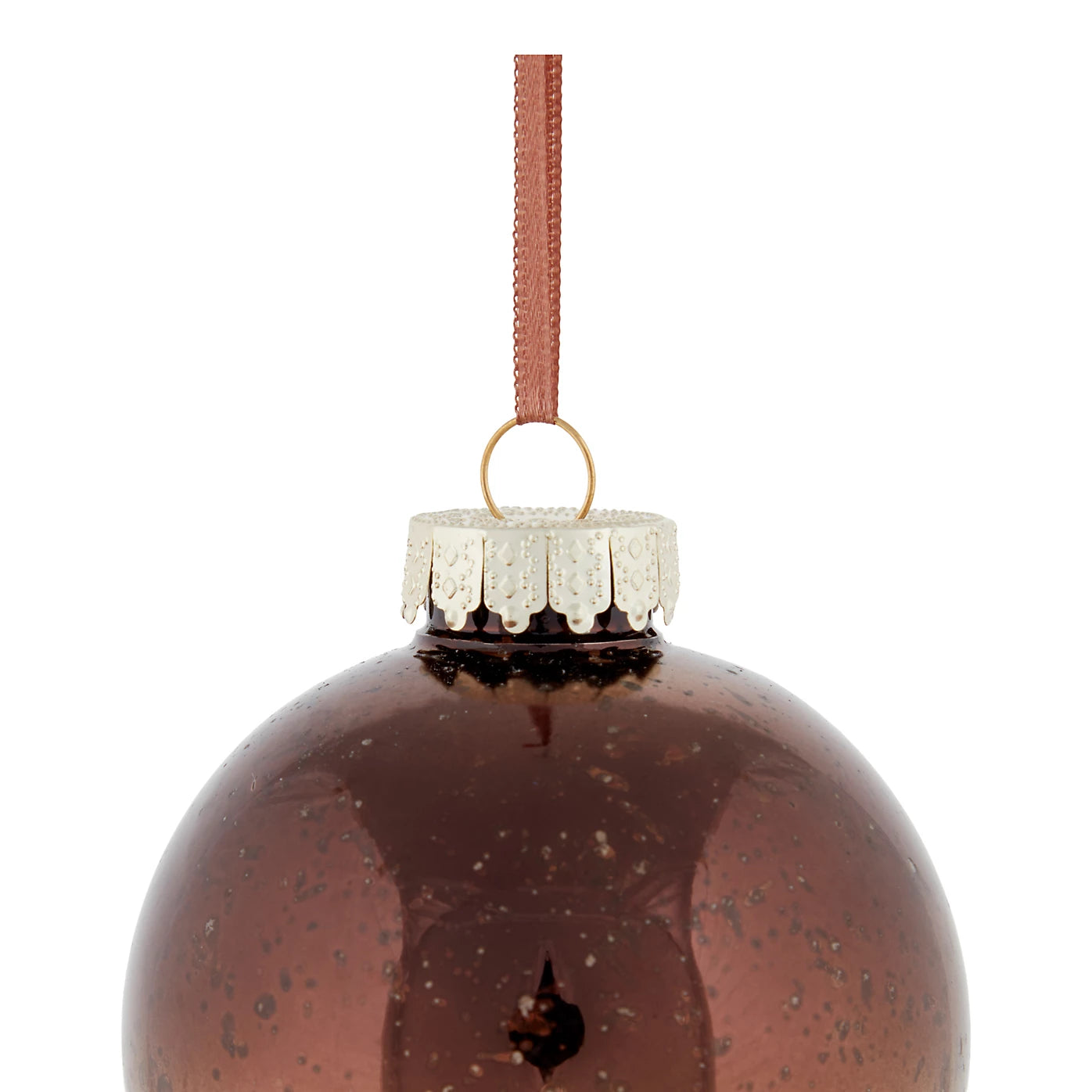 4 x Brown Copper effect Plastic Round Bauble (D) 80mm