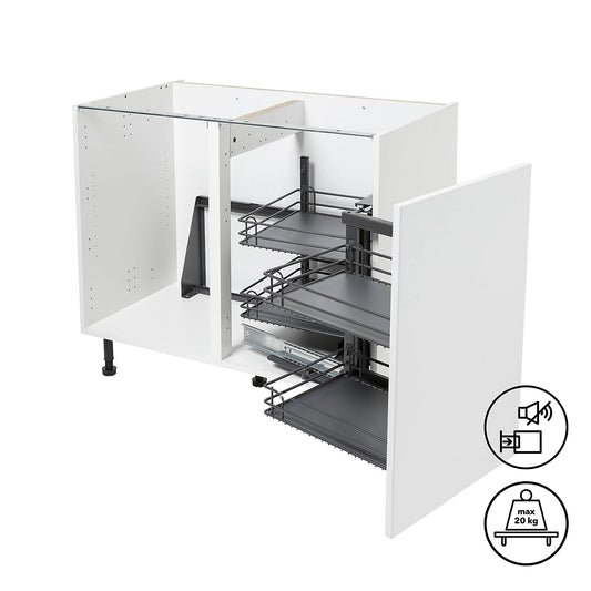 GoodHome Anthracite Soft-open Right outward Pull-out storage, (H)639mm (W)855mm