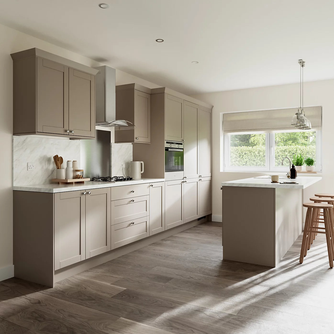 GoodHome Ashmead Matt pebble Shaker Highline Cabinet door (W)500mm (H)715mm (T)16mm