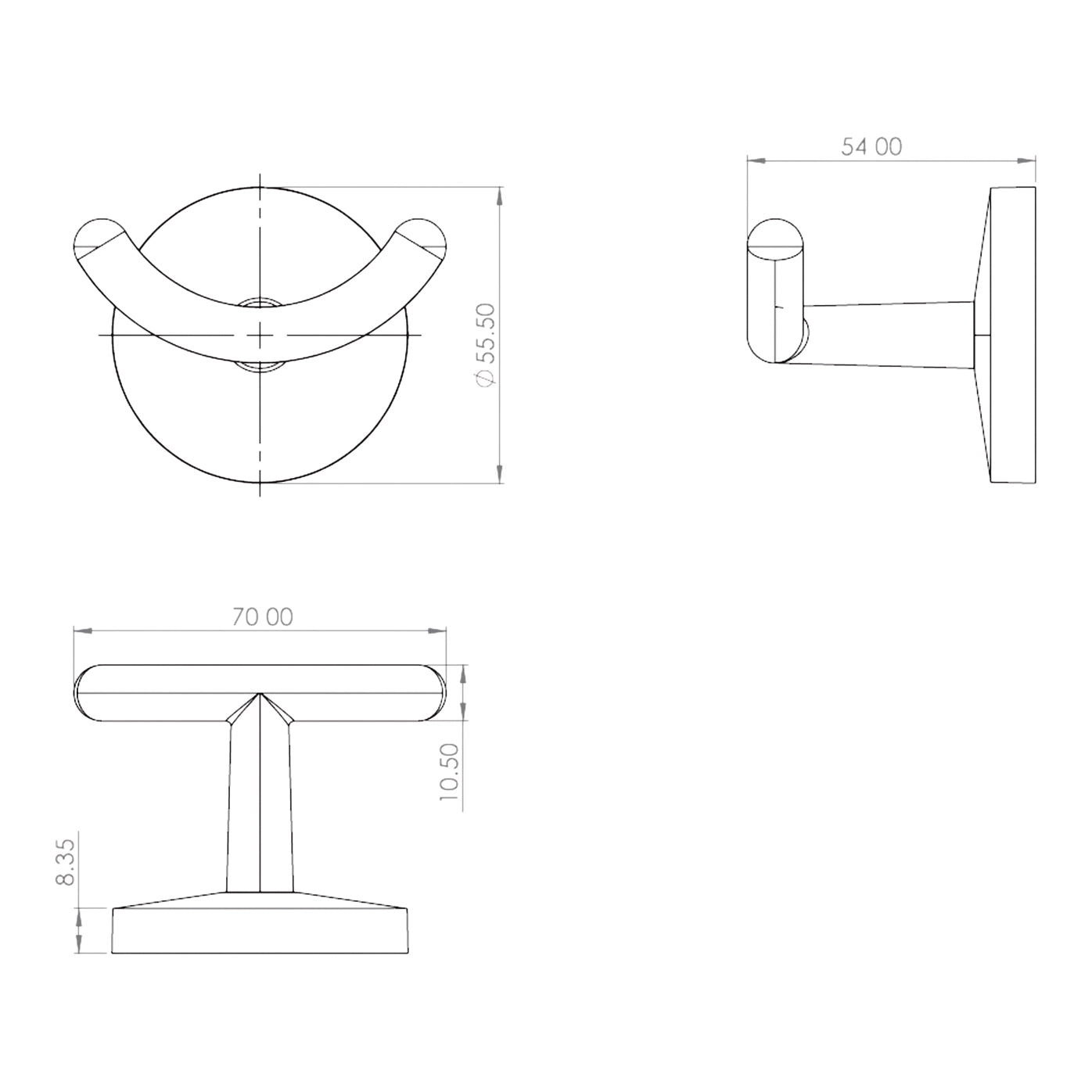 x2 GoodHome Chrome effect Zinc alloy Wall-mounted Double Hook (H)57.5mm (D)100mm