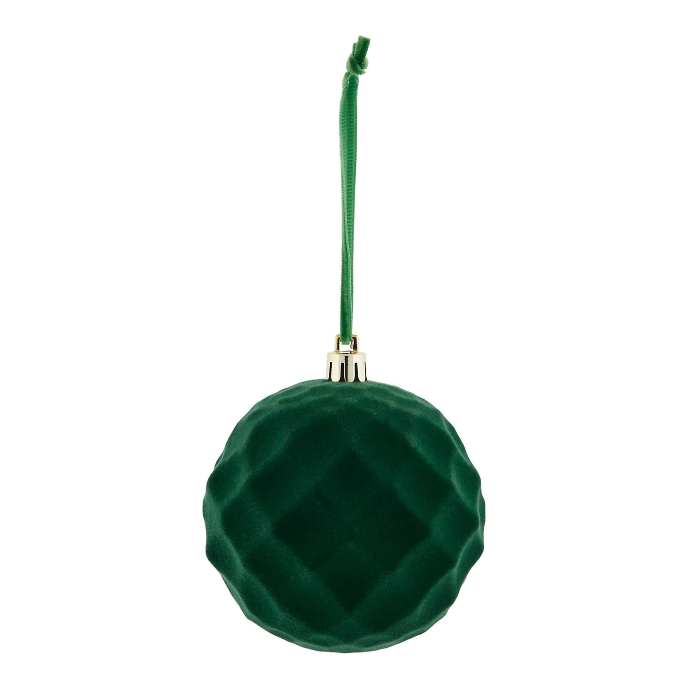 5 x Green Flocked effect Plastic Diamond Bauble (D) 80mm