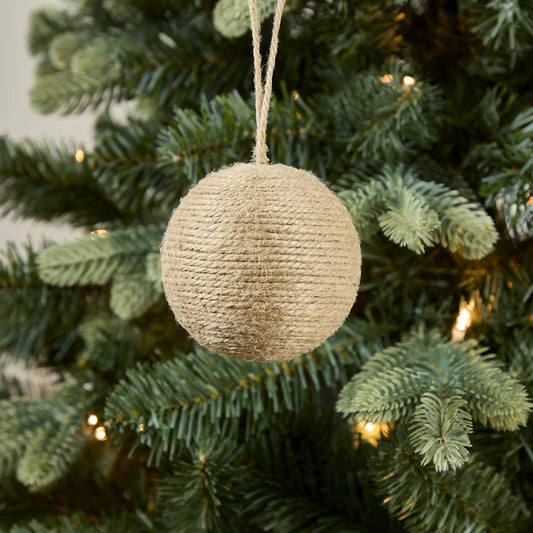Hessian effect Jute Round Bauble (D) 80mm - Natural