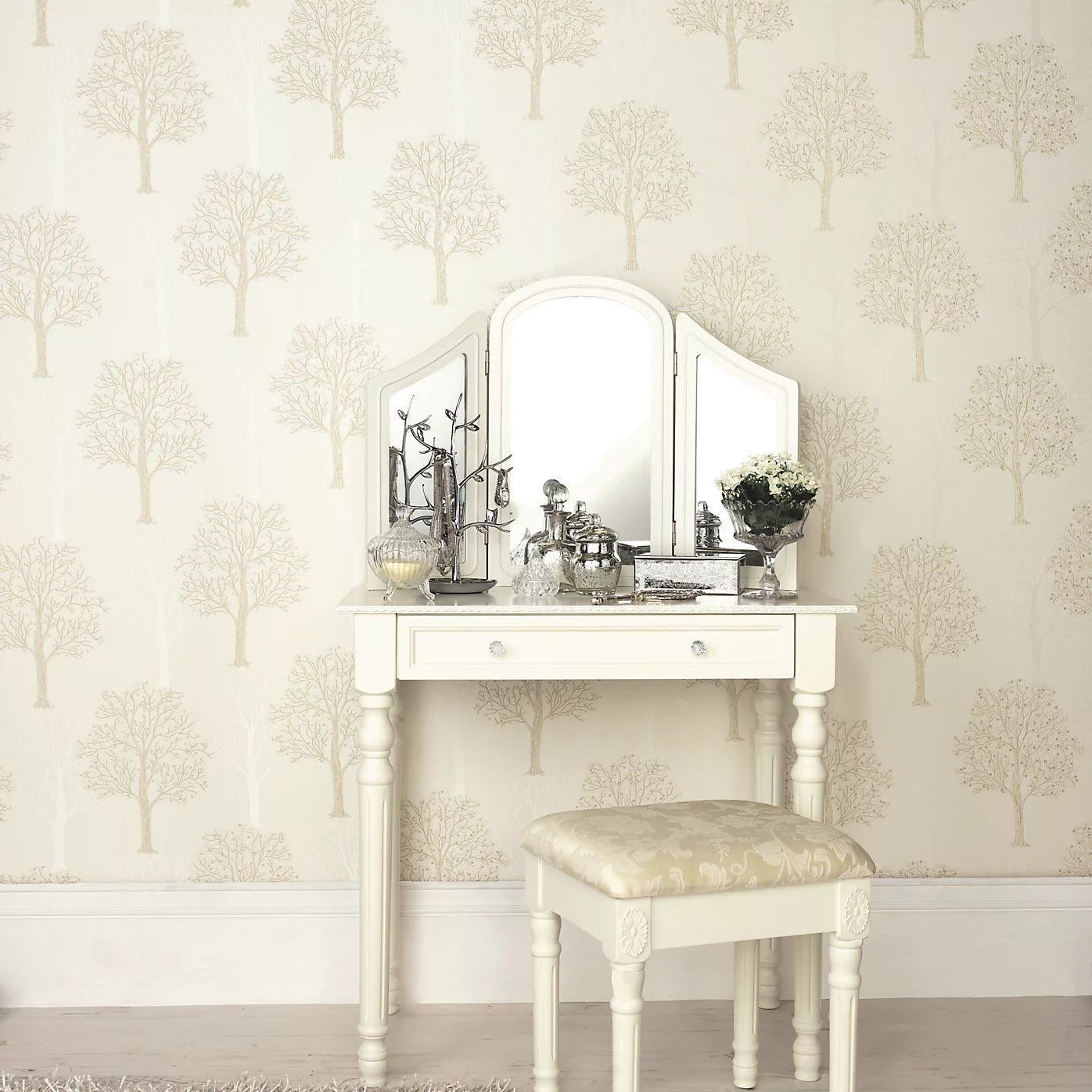 Holden Décor Opus Ornella Cream Tree Embossed Wallpaper