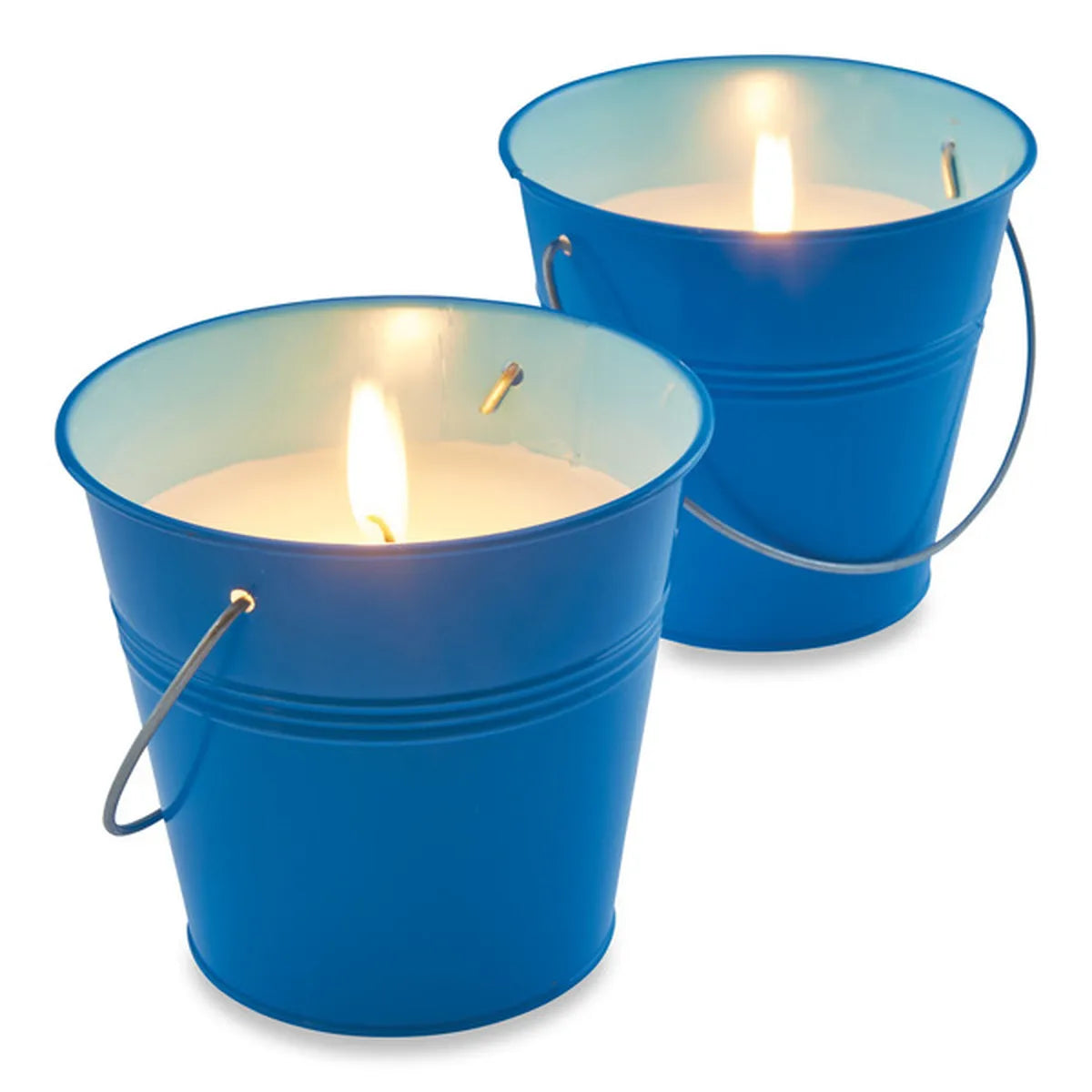 2 X Citronella Blue Bucket Candle Outdoor 30-35H Burn Bug Repellent