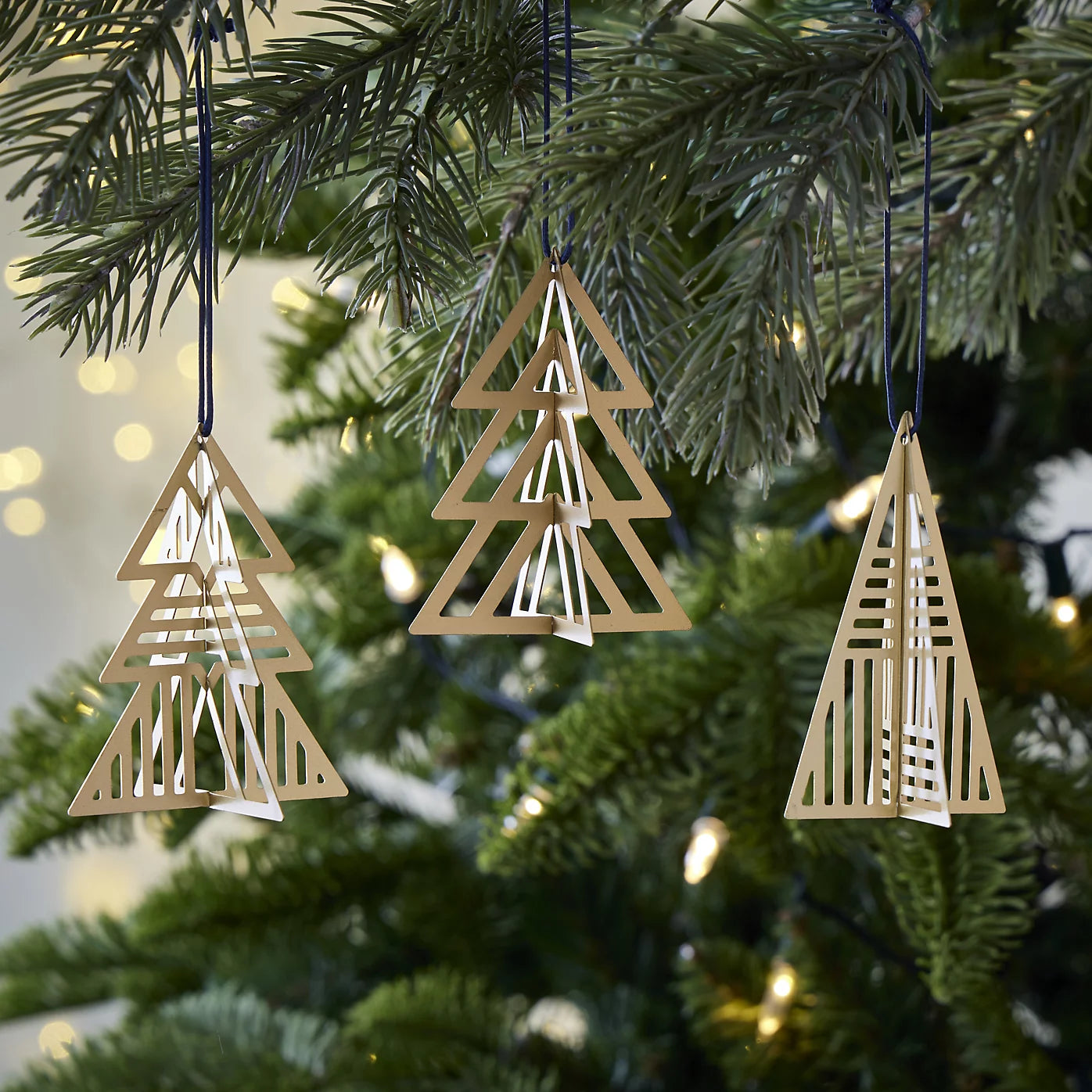 Matt Gold effect Tree Hanging decoration set, Pack of 3