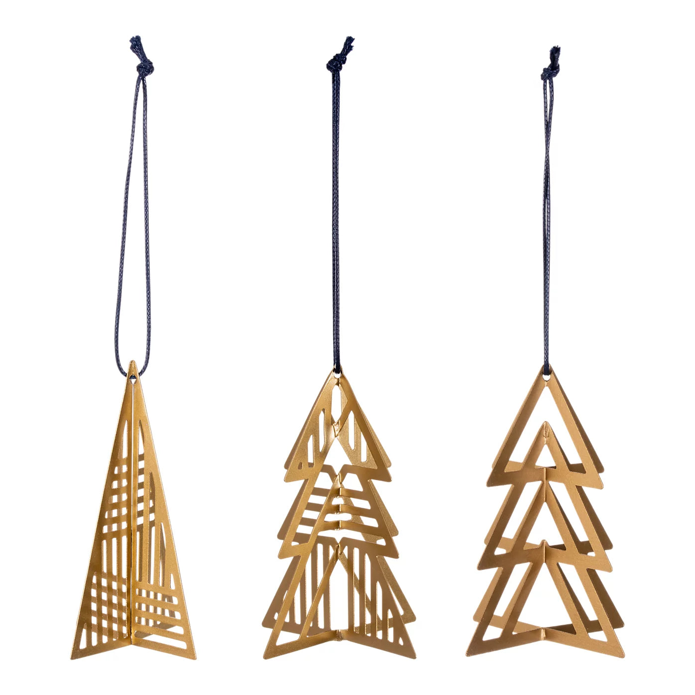 Matt Gold effect Tree Hanging decoration set, Pack of 3