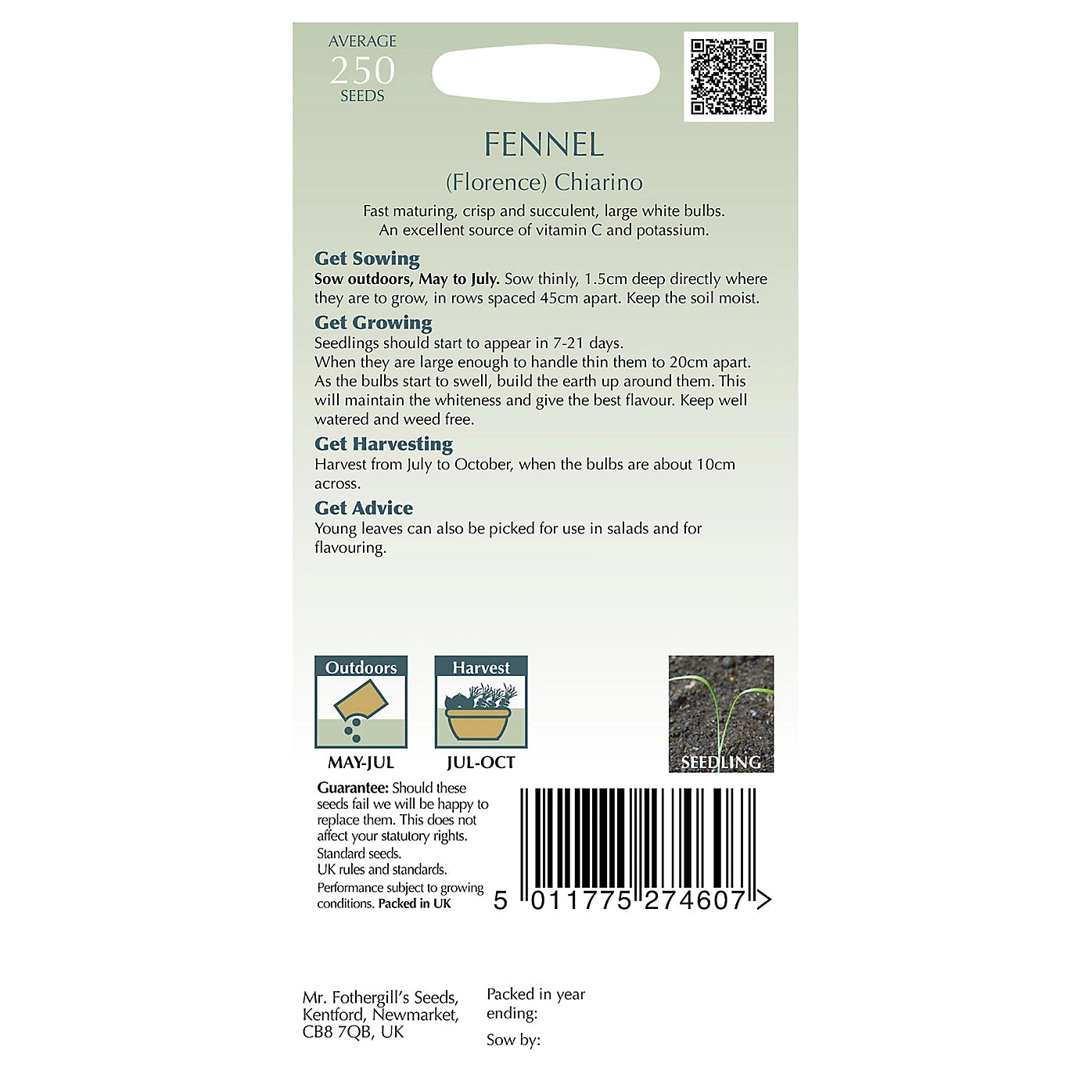 Mr FothergillsDavid Domoney (Florence) Chiarino Fennel Seeds