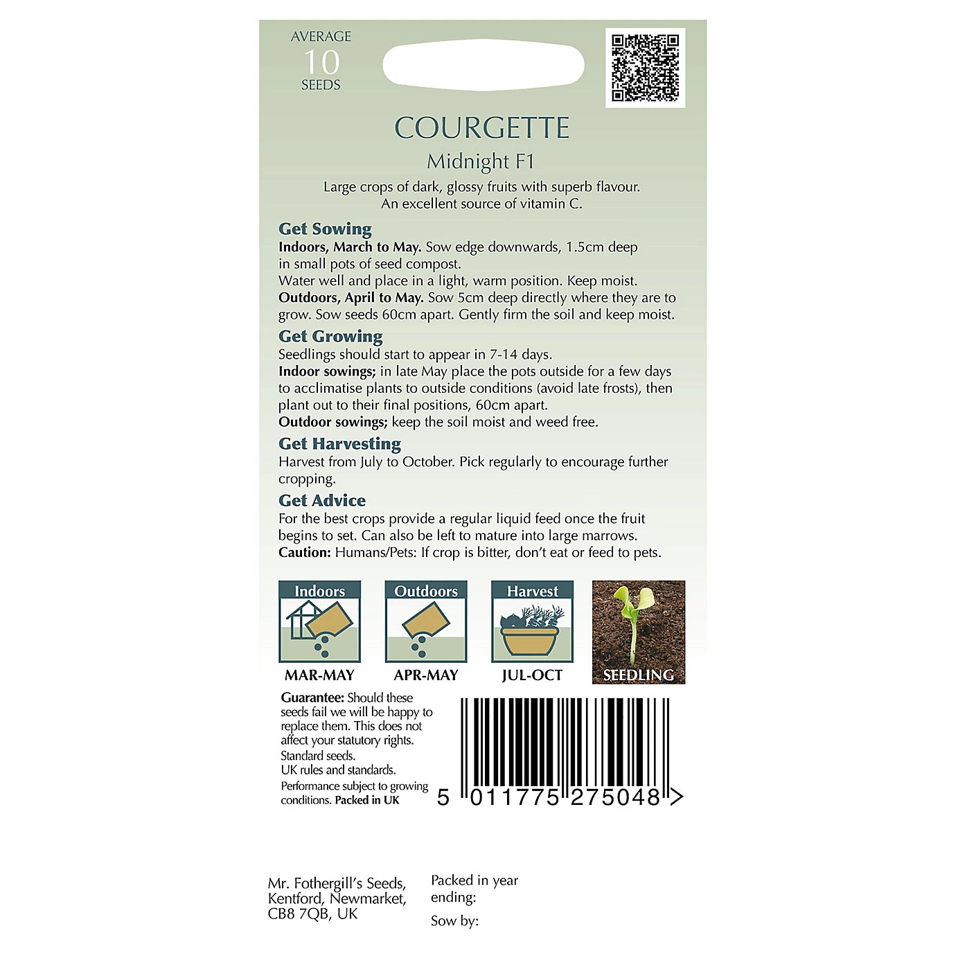 Mr Fothergills David Domoney Midnight F1 Courgette Seeds