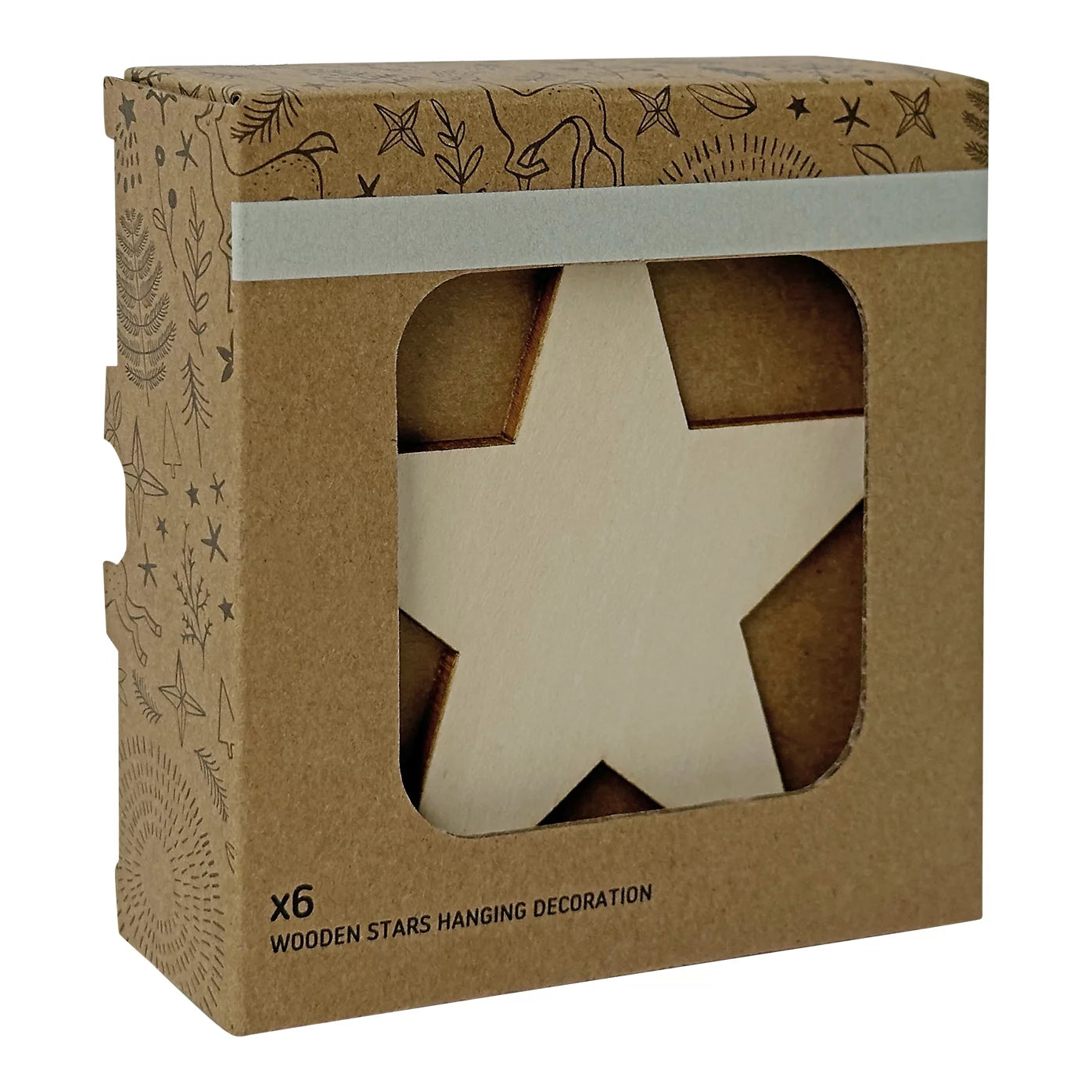 Natural Star Hanging decoration set, Pack of 12