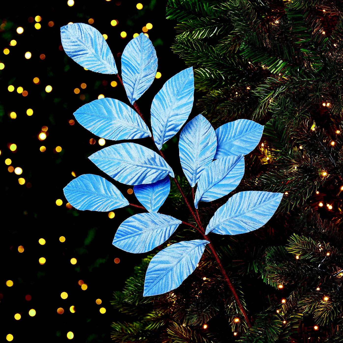 2 x Premier Decorations Limited Blue Velvet Leaf Stem
