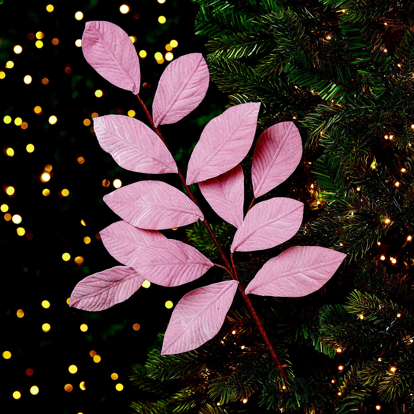 3 x Premier Decorations Limited Pink Velvet Leaf Stem