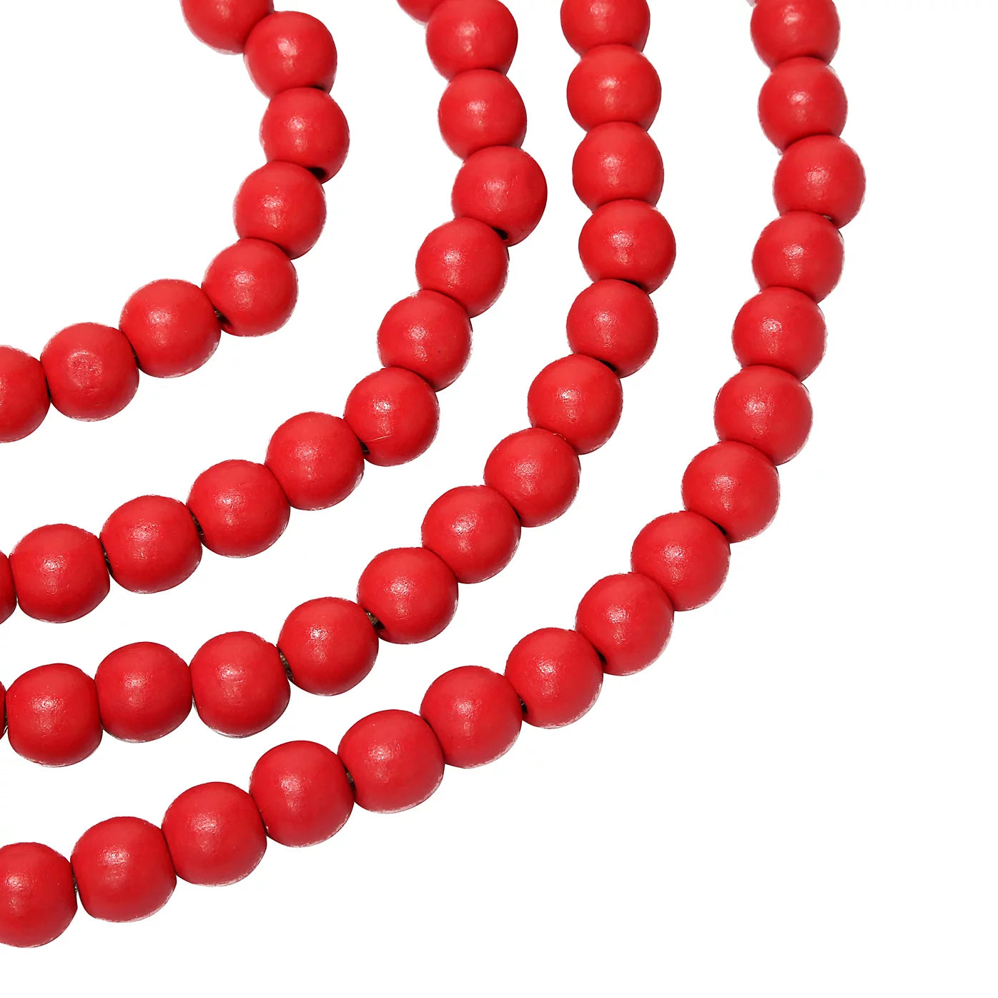 2 x Red Glitter effect Wood Bead chain 2m Christmas