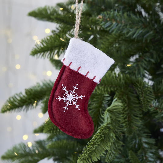 5 x Red Stocking Felt Hanging decoration Christmas Tree