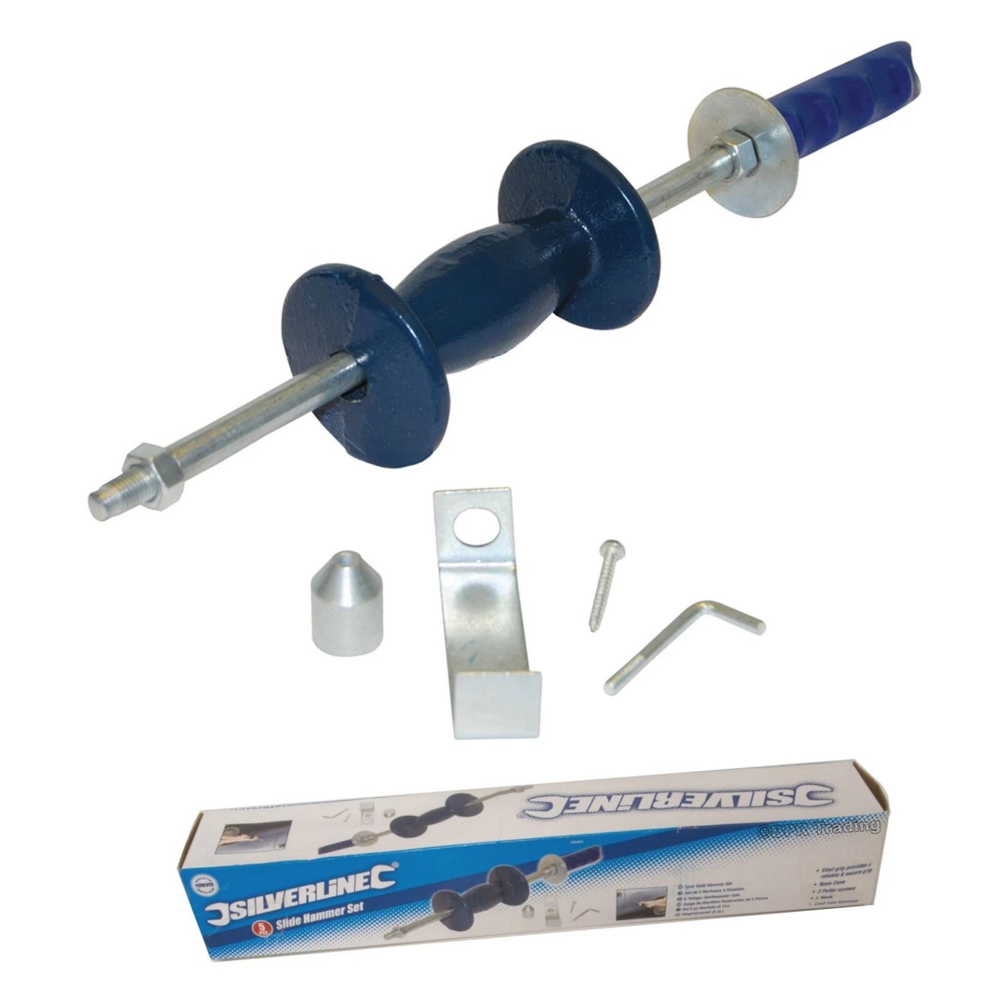 Silverline Sliding 460mm Slide Hammer Panel Dent Bearing Hub Gear Puller Kit Set
