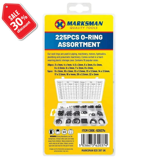 225PC O RING SEALS TAP WASHERS GASKET ASSORTMENT PLUMBING PETROL DIESEL IN CASE