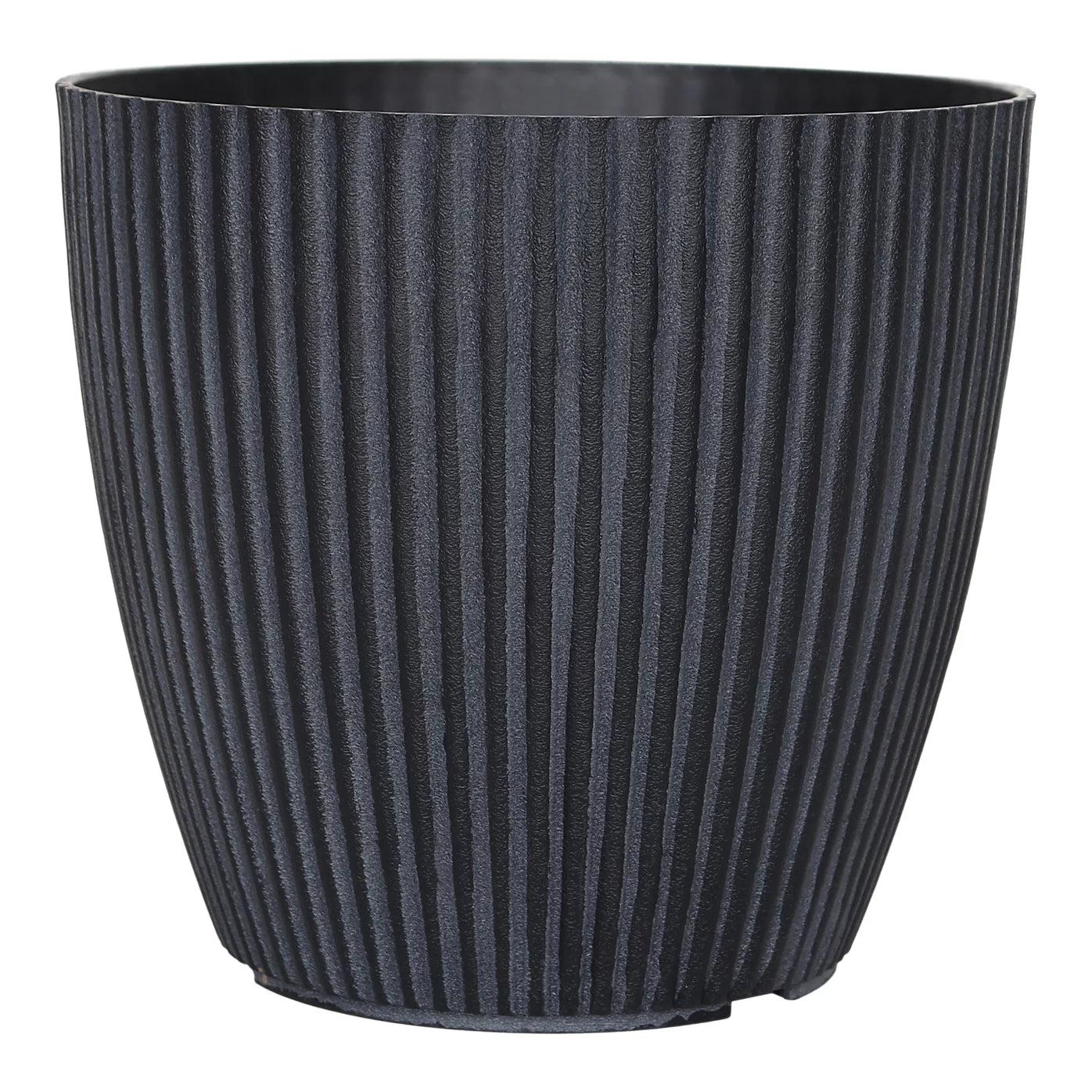 Verve Black Ribbed Recycled plastic Plant pot (Dia) 43cm, (H)40cm