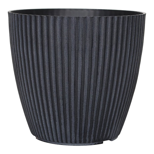 Verve Black Ribbed Recycled plastic Plant pot (Dia) 43cm, (H)40cm