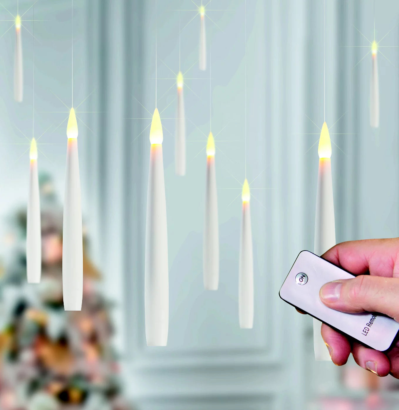Warm white LED Floating candle Single christmas light (H) 150mm, Set of 10