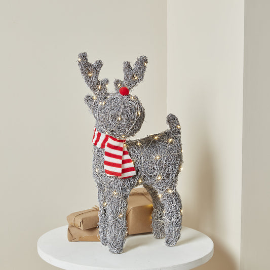 Warm white LED Grey Reindeer Silhouette (H) 450mm Christmas
