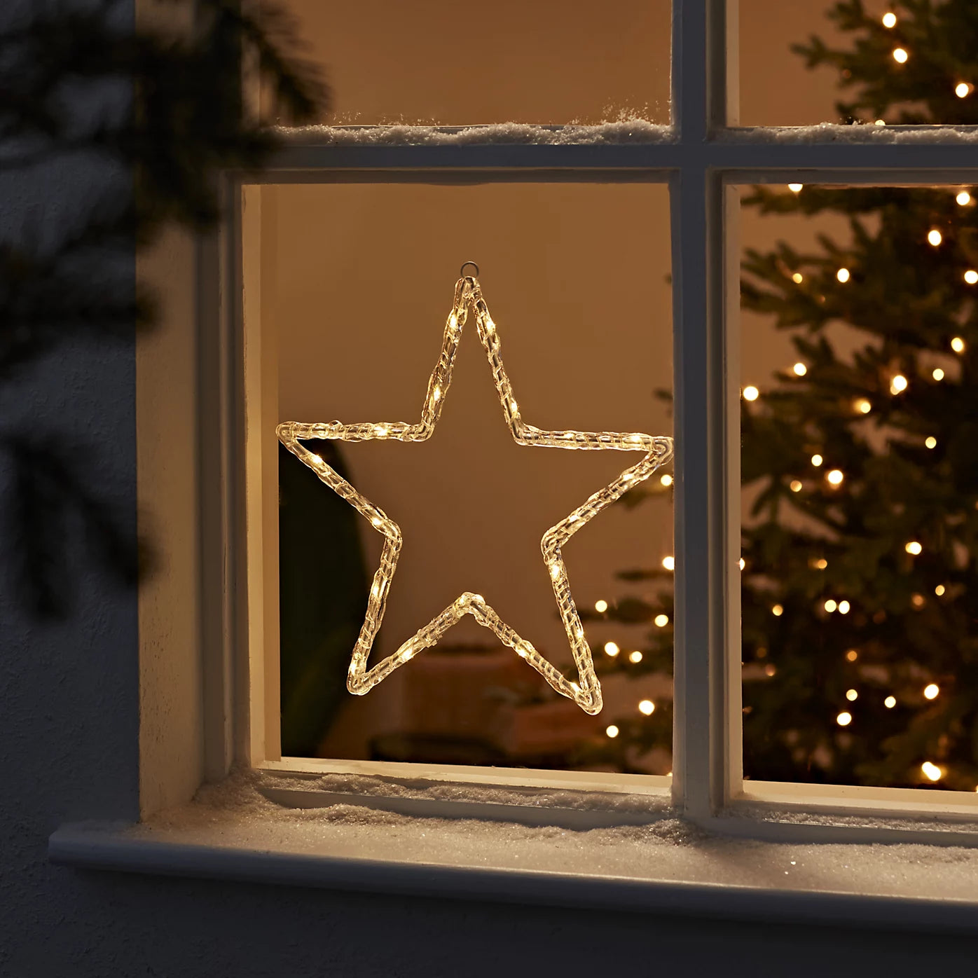Warm white LED Transparent Star Silhouette (H) 3550mm Christmas