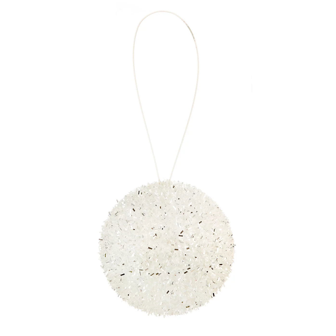 White Fluffy Plastic Round Hanging decoration (D) 100mm