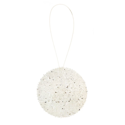 White Fluffy Plastic Round Hanging decoration (D) 100mm