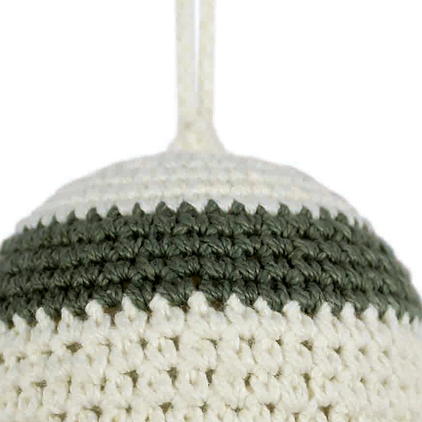 White & Green Crochet Cotton thread Round Bauble (D) 80mm Knitted