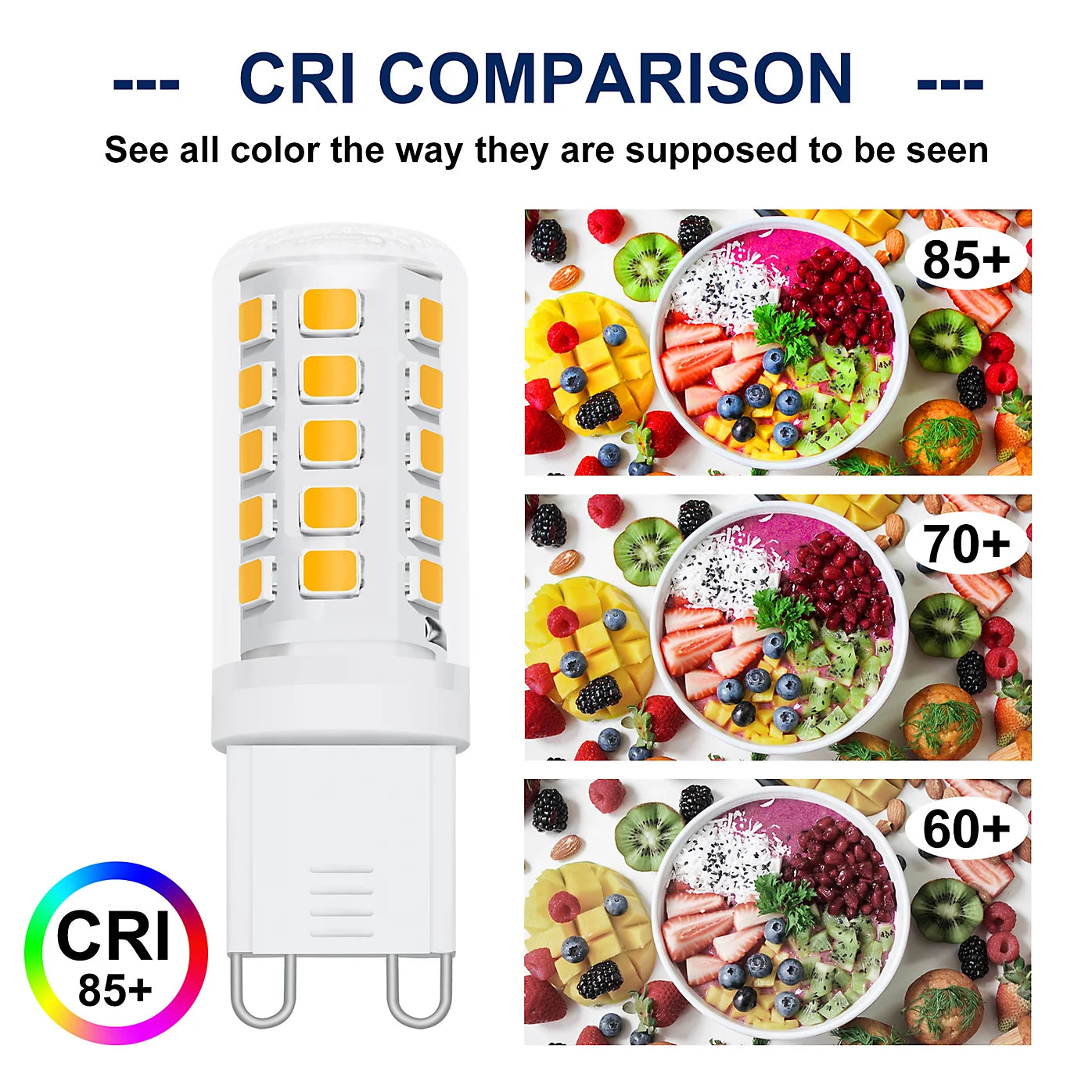 6 x G9 LED Light Bulbs, 3W Equivalent to 30W G9 Halogen Bulbs Warm White