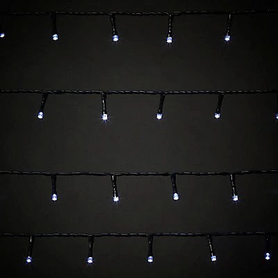 120 Ice white LED String lights With timer Green cable