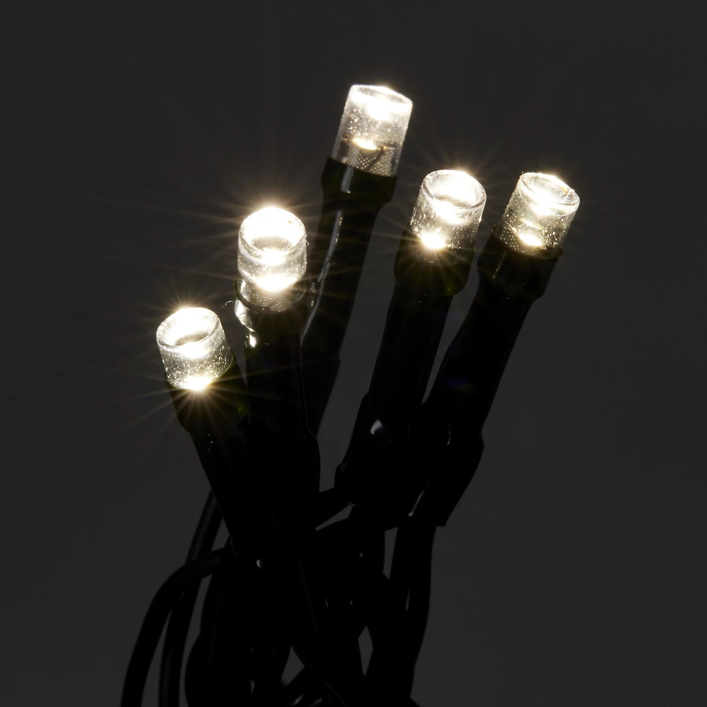 120 Ice white LED String lights With timer Green cable