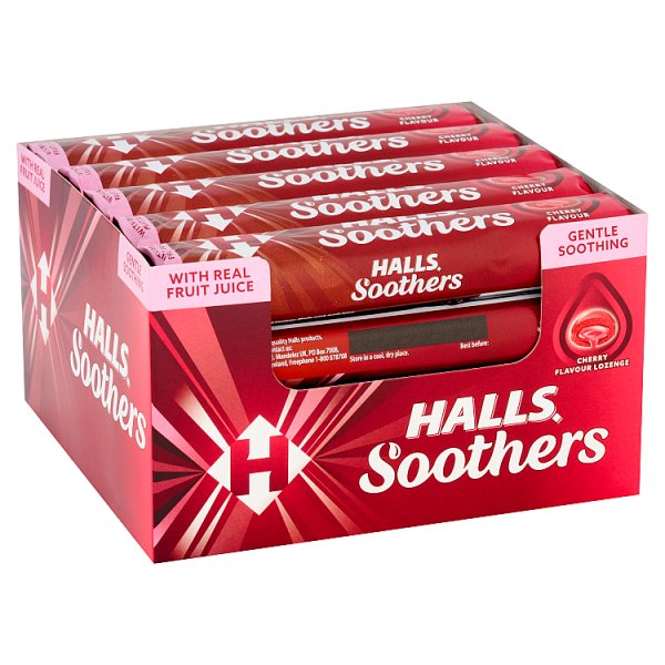 Halls Soothers Cherry Lozenges Roll 45g x 20