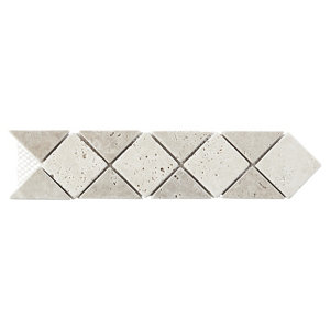 GoodHome Real Tumbled Travertine Beige Diamond Natural Stone Border Tile, (L)315mm (W)67mm