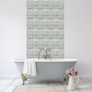 House of Mosaics Vintage Blush & White Glass Mosaic Tile, (L)300mm (W)350mm