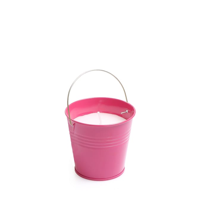 2 X Citronella Pink Bucket Candle Outdoor 30-35H Burn Bug Repellent