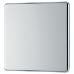 GoodHome Chrome 1 Gang Single Flat Profile Screwless Blanking Plate
