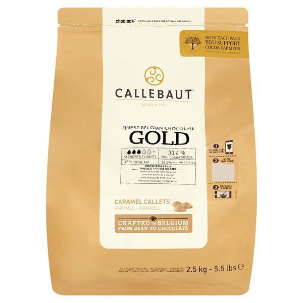 Callebaut Finest Belgian Chocolate Gold Caramel Callets 2.5kg